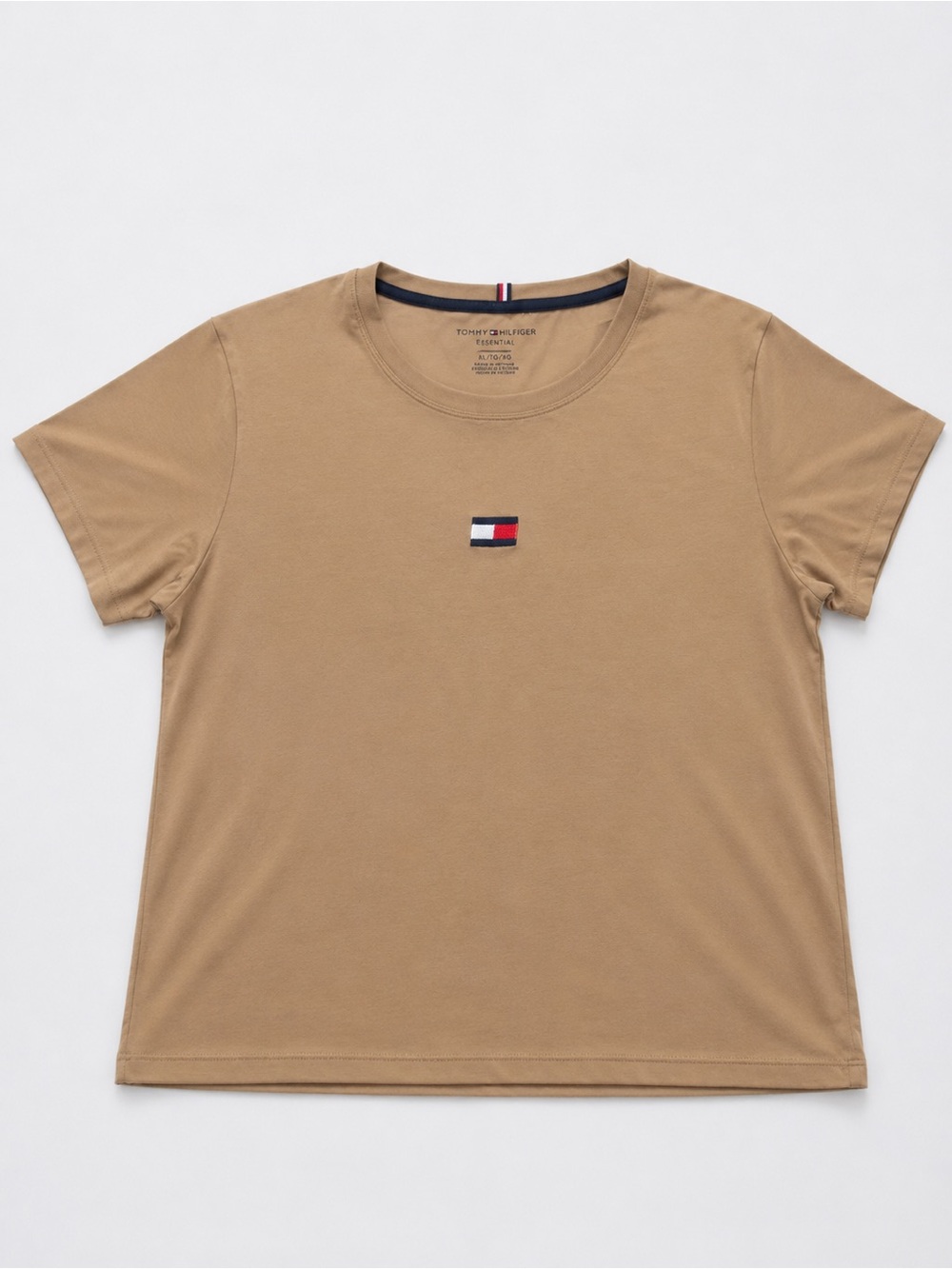 Tommy Hilfiger Camel/Tan Crewneck with Signature Flag Trim